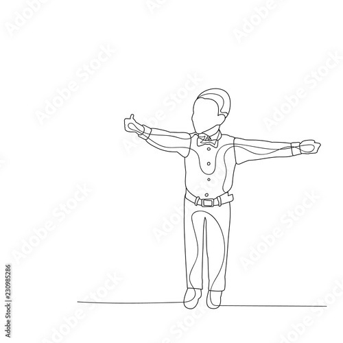 isolated sketch boy rejoices