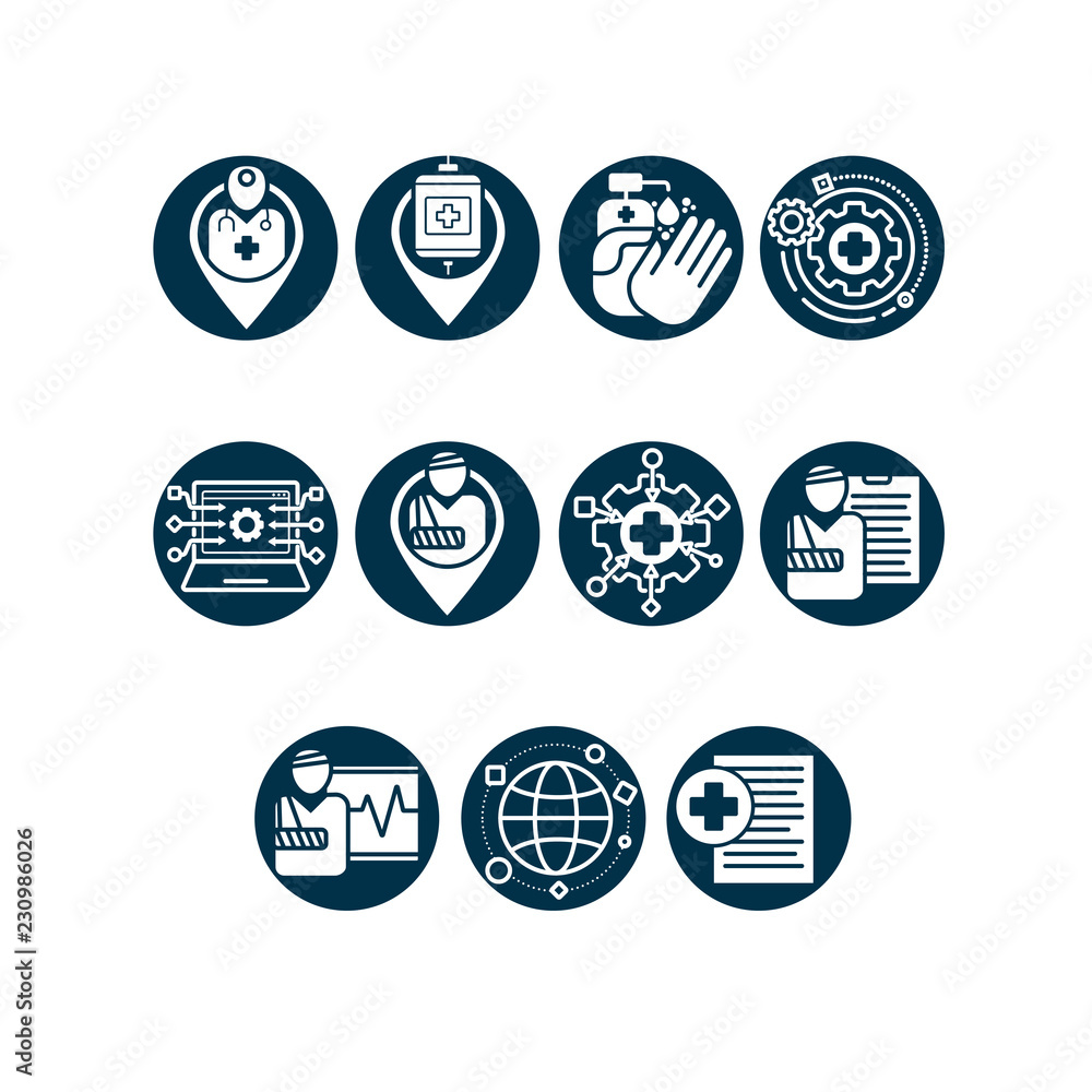 Hospital Sensory network icons set