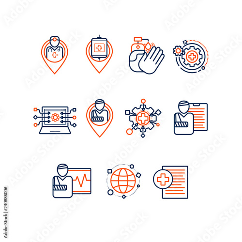 Hospital Sensory network icons set