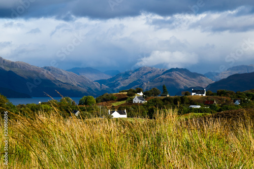 Scottish village and landscape, Camus Crois, Sleat Peninsula, Isle of Skye, Scotland photo