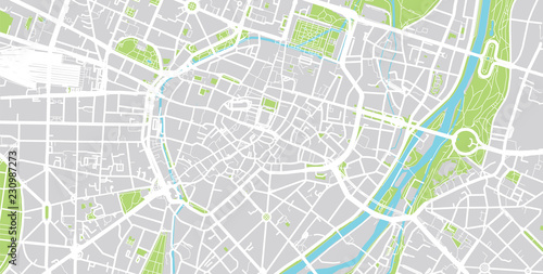 Urban vector city map of Munich, Germany