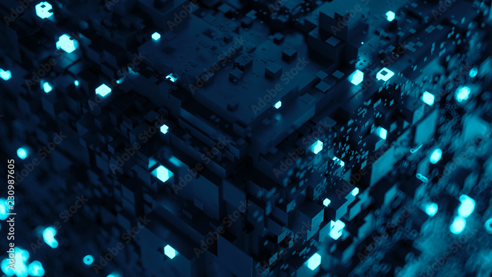 3d complex technology render background. Multi layered segmented ...
