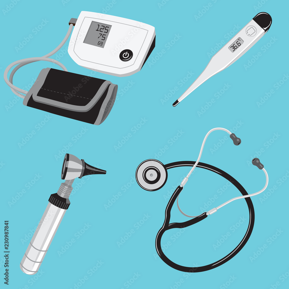Doctor tools medical equipment Stock Vector