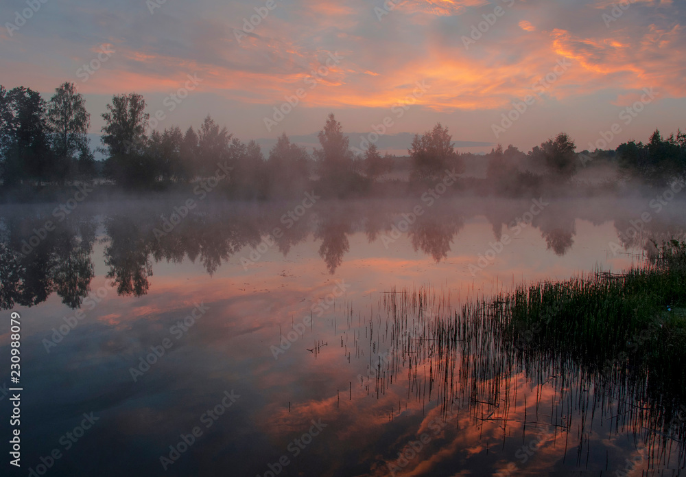 Fototapeta sunrise over the lake