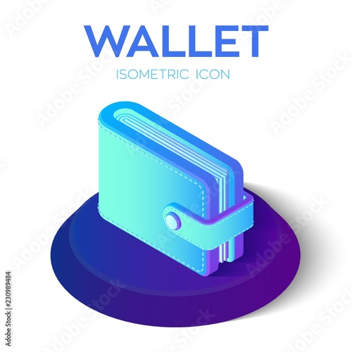 Wallet Icon. 3D Isometric Wallet icon. Payment concept. Created For Mobile, Web, Decor, Print Products, Application. Perfect for web design, banner and presentation. Vector Illustration.