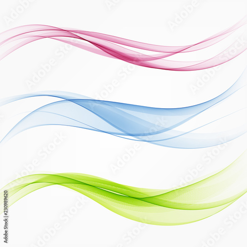 Set of Abstract vector flow transparent color wave. Dynamic wavy lines © lesikvit