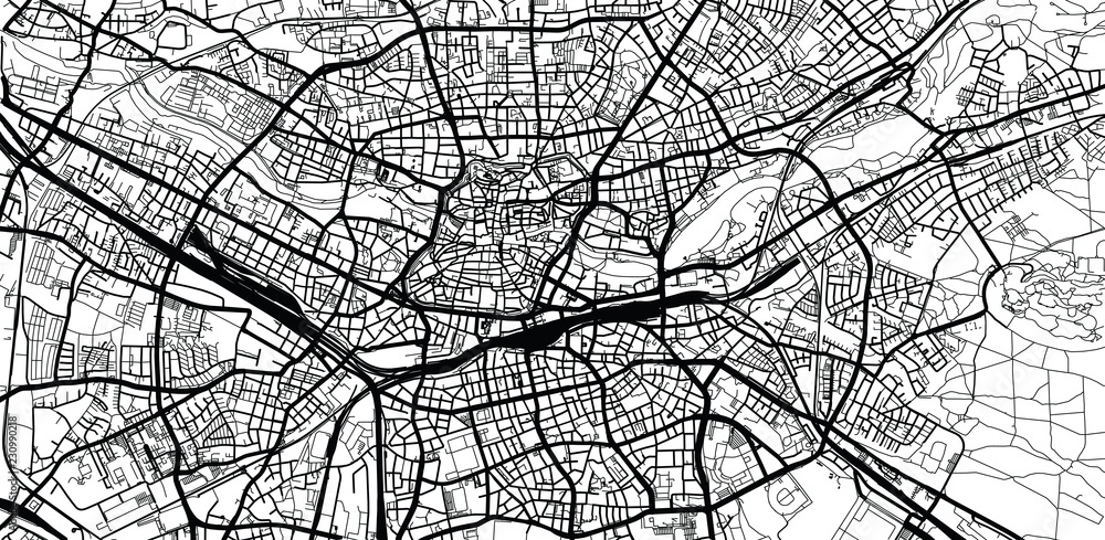 Urban vector city map of Nuremberg, Germany