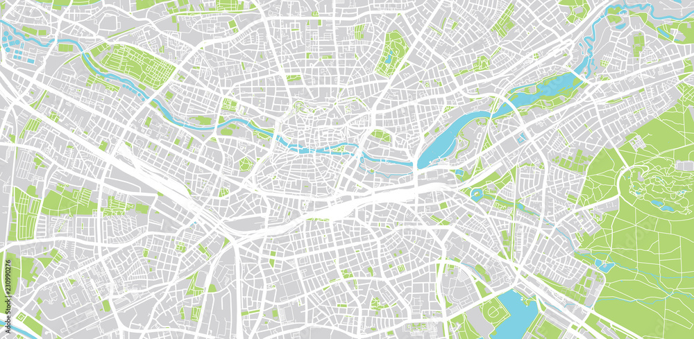 Naklejka Mapa miasta wektor miejski Norymberga, Niemcy