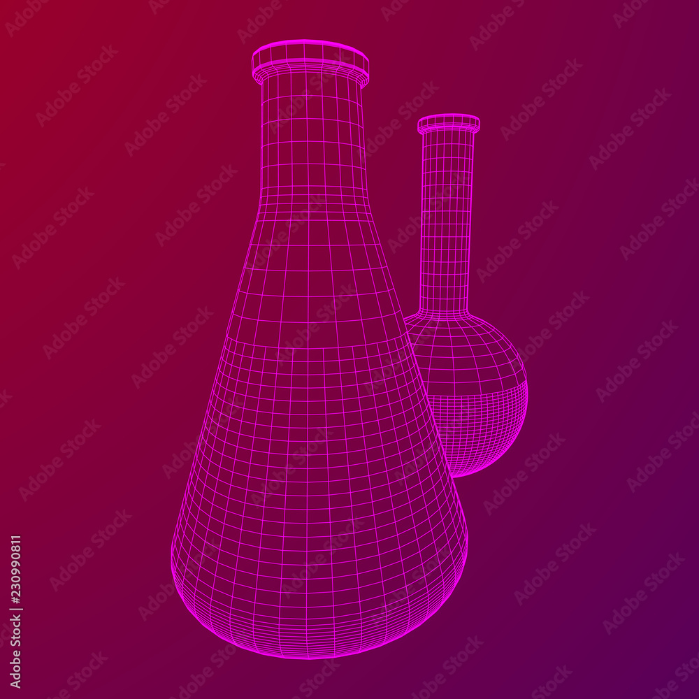 Test tube low poly wireframe mesh. Science and analyses. Vector abstract polygonal image line and point. Test tube low poly wireframe mesh. Science and analyses. Vector abstract polygonal image line and point.