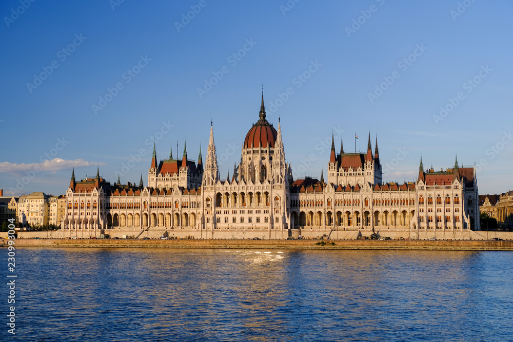 Parliament house in Budapest in sunset