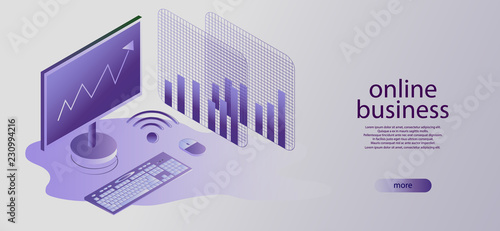 Concept business strategy. Analysis data and Investment. Business success isometric flat design.