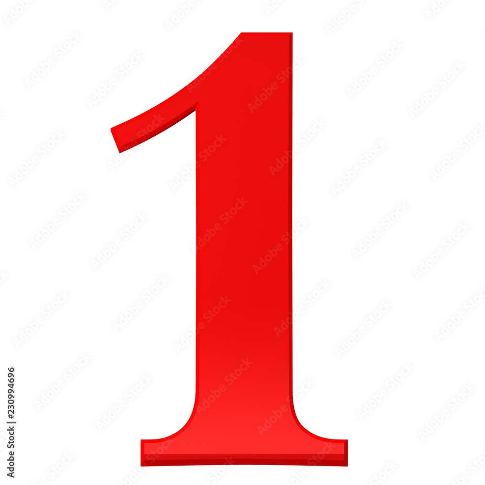 number 1 one red 3d sign isolated Stock Illustration
