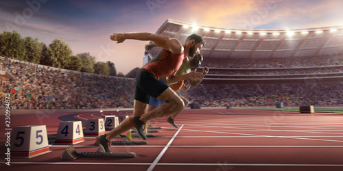 Obraz na plátně Male athletes sprinting