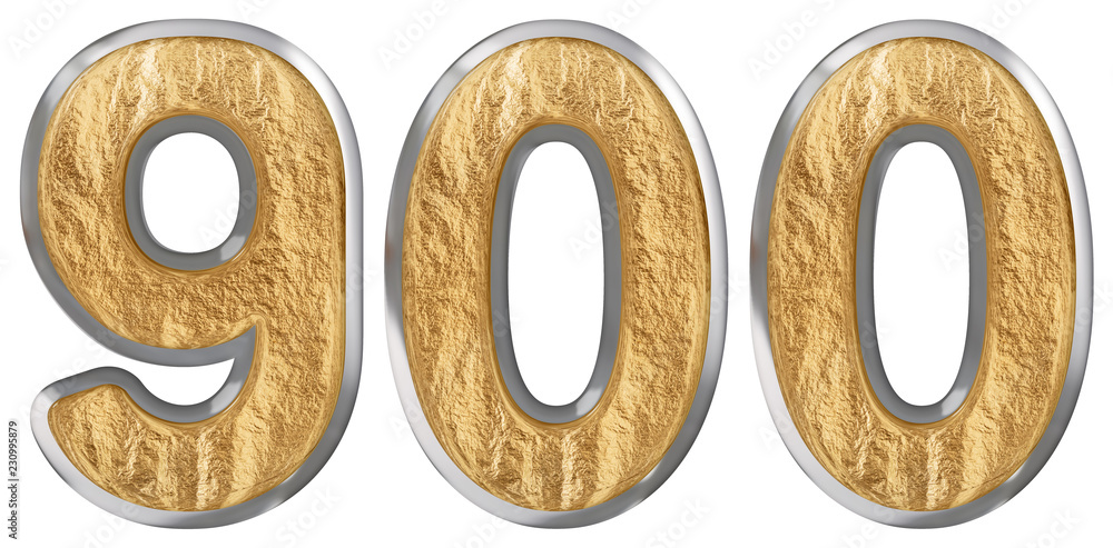 Numeral 900, nine hundred, isolated on white background, 3d render Numeral 900, nine hundred, isolated on white background, 3d render