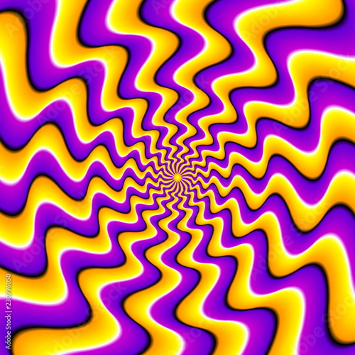 Yellow and purple background. Spin illusion.