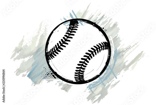 Baseball ball with a watercolor effect. Vector illustration.