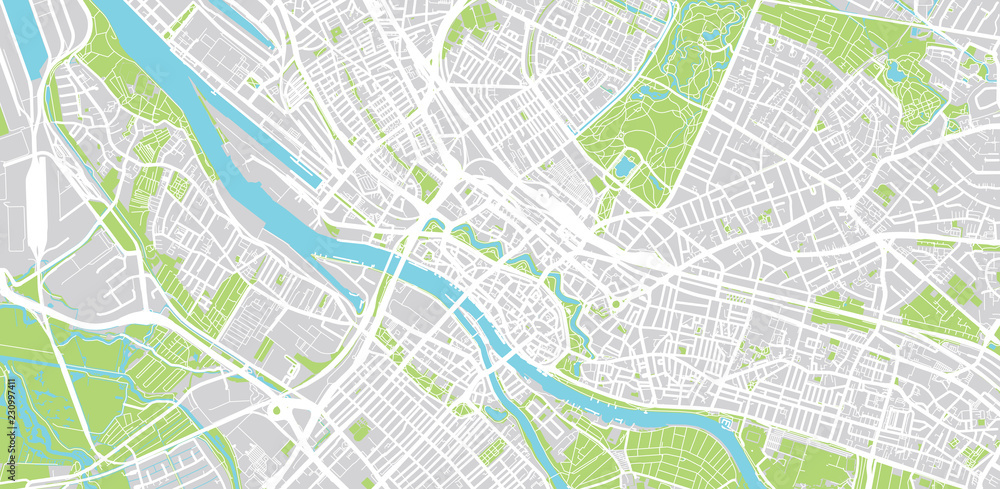 Urban vector city map of Bremen, Germany