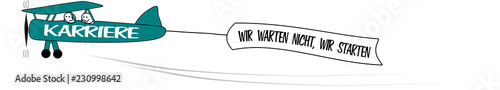 Zwei Strichmännchen im Flugzeug - wir warten nicht, wir starten photo