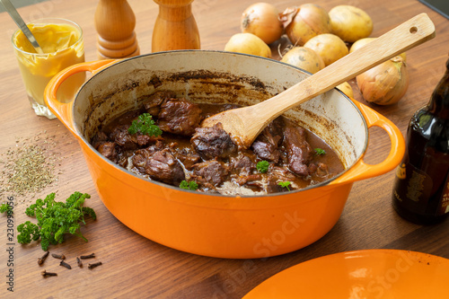 Typical Blegian beef stew flemish carbonades 