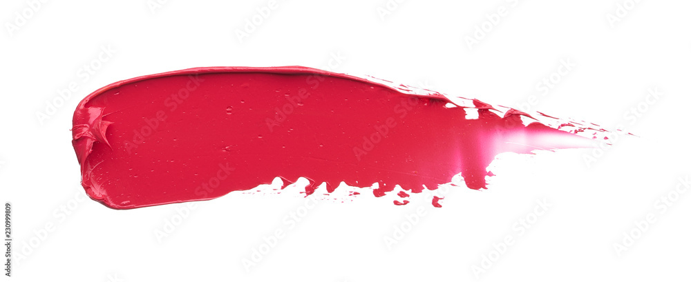 Smear and texture of red lipstick or acrylic paint isolated on white Smear and texture of red lipstick or acrylic paint isolated on white