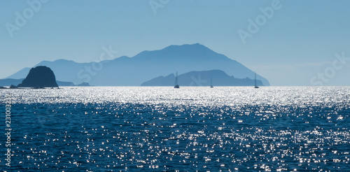 Sunset from Kimolos-Pollonia ferry, Milos, Greece