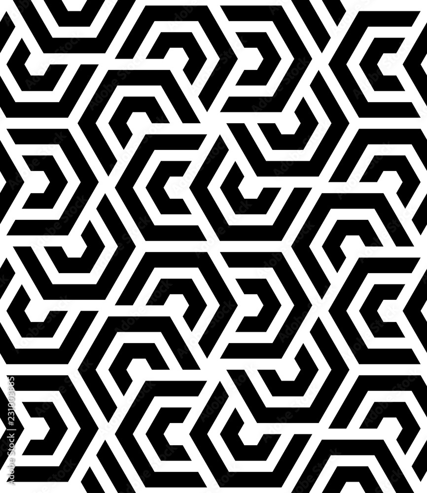 Vector parallel hexagon shapes diagonal overlapping lines pattern background.