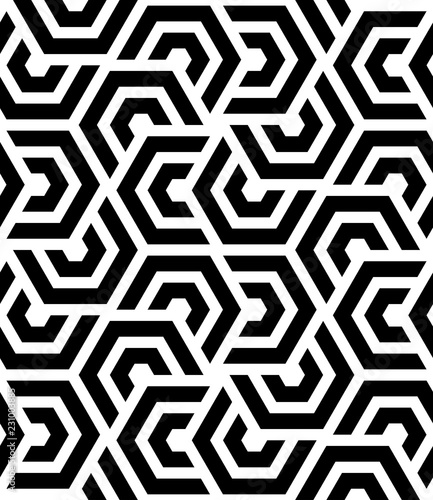 Vector parallel hexagon shapes diagonal overlapping lines pattern background.