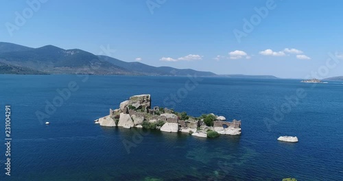 Aerial View Of Historical Places - The Ancient City Of Herakleia In Milas  Turkey photo