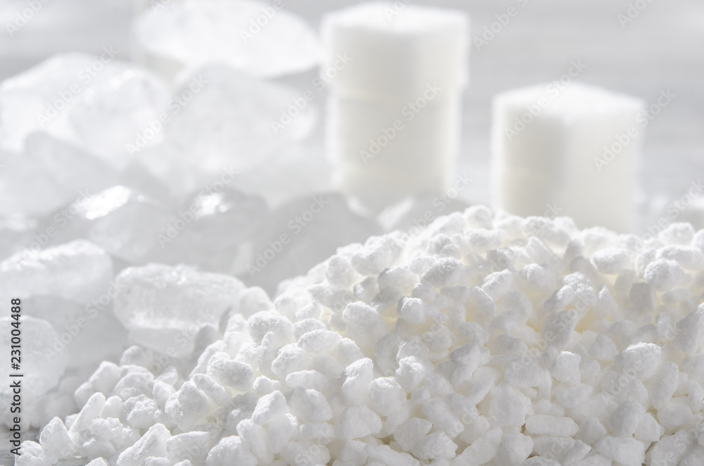 Zuckersorten weiß Nahaufnahme Zuckersorten weiß Nahaufnahme