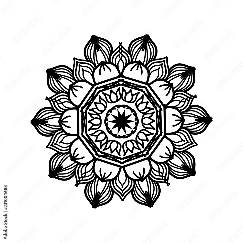 Floral mandala illustration design on white background Floral mandala illustration design on white background