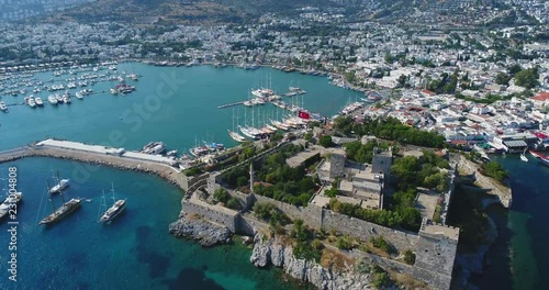 Aerial View Of Historical Places Castle Of St Peter Bodrum City In Turkey