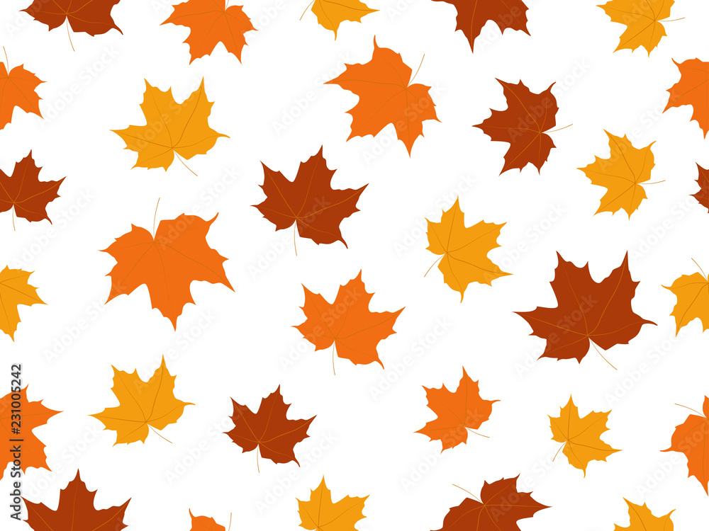 Maple leaves seamless pattern isolated on white background Maple leaves seamless pattern isolated on white background