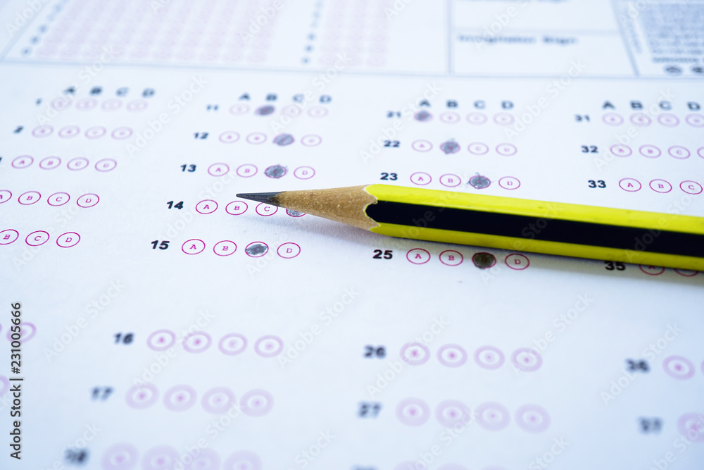 Answer sheets with Pencil drawing fill to select choice : education concept Answer sheets with Pencil drawing fill to select choice : education concept