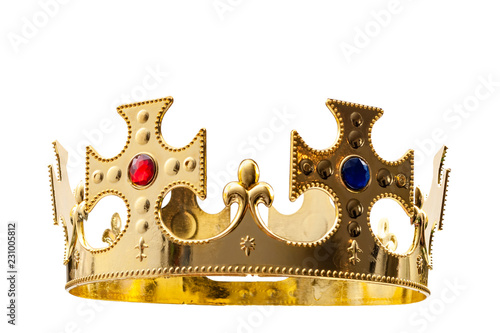 Obraz na płótnie Royal gold, regal attire and royalty concept theme with a king s golden crown isolated on white background with a clip path cut out w salonie
