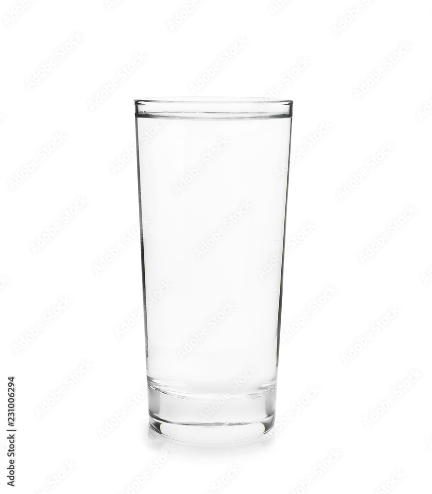 Glass of clean cool water on white background Glass of clean cool water on white background