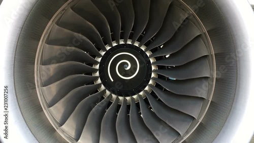 Closeup blades jet engine of aircraft moving with wind,transportation and aviation industry.