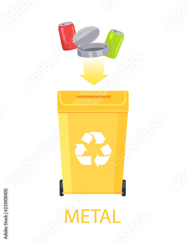 Metal Waste and Container Vector Illustration