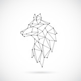 Geometric Wolf silhouette. Image of Lion in the form of constellation. Vector illustration.