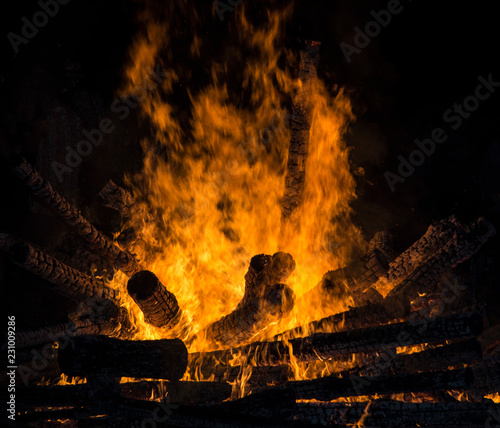 fire in fireplace