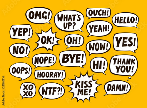 Set of comic speech bubbles. Chat, communication concept. Vector illustration