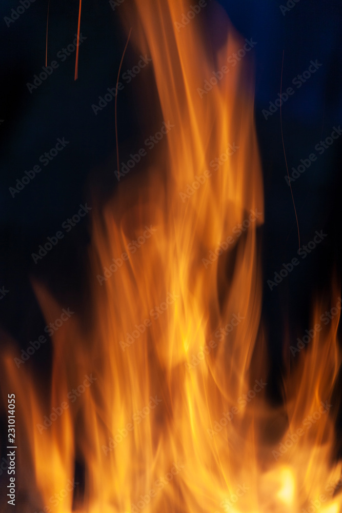 Fototapeta premium Fire, flames on a black background.