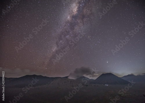 The Milky Way lights up the sky above the Mount Bromo caldera in East Java, Indonesia © Timon