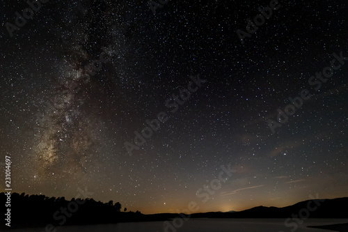 Night landscape with Milky Way near Granadilla. Extremadura. Spain.