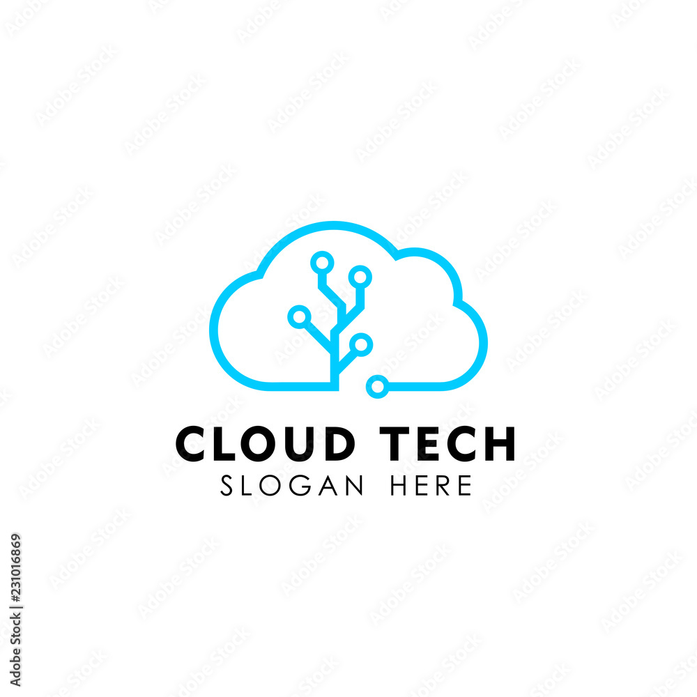 cloud tech logo design template vector icon cloud tech logo design template vector icon