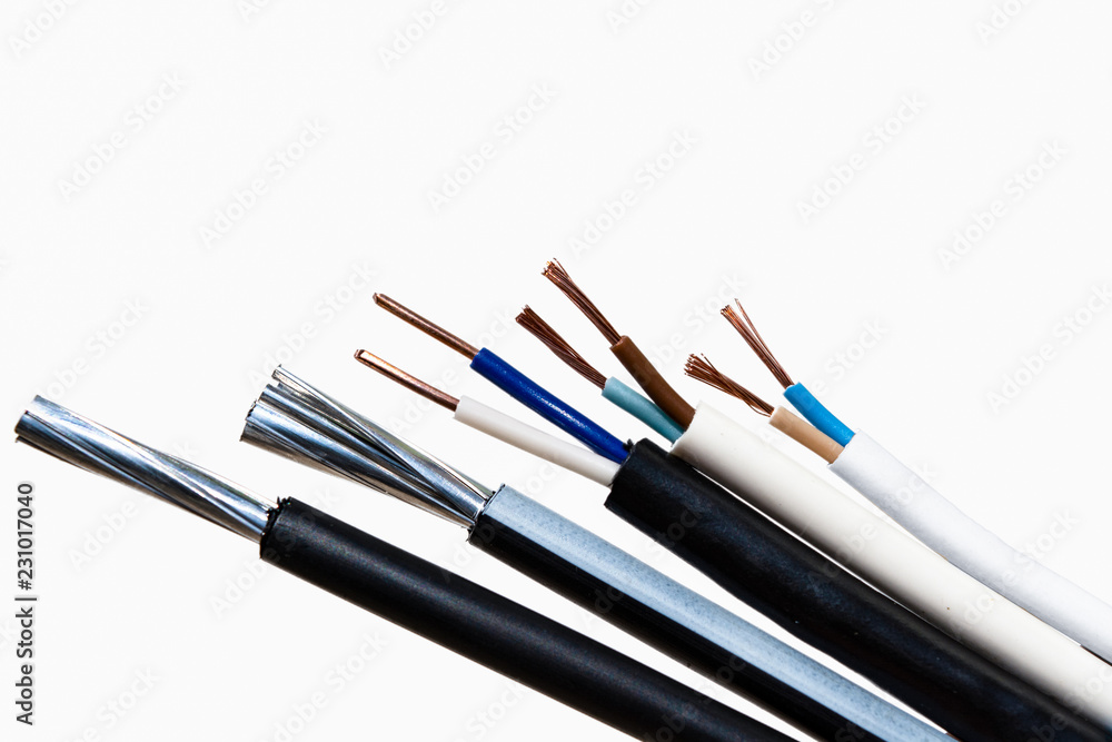 stripped wires on an isolated white background stripped wires on an isolated white background