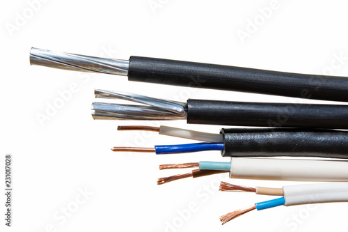 stripped wires on an isolated white background