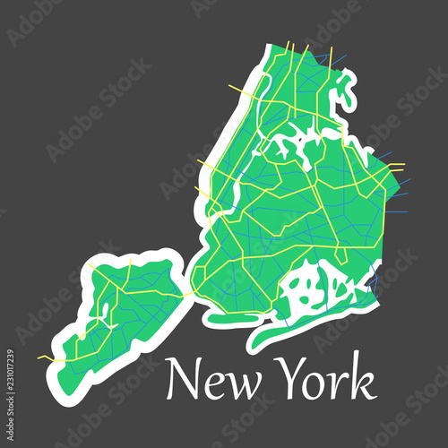 New York City Map - flat illustration