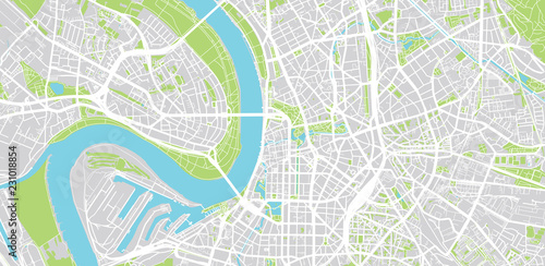Photography Urban vector city map of Dusseldorf, Germany