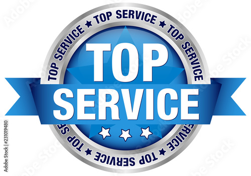 Button Banderole "Topservice" blau/silber