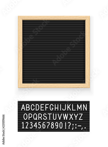Black letter board. Letterboard for note. Plate message. Office